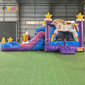 Château gonflable d'extérieur avec toboggan et piscine, château gonflable licorne pour fête d'enfants - Product Image 1