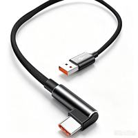 Câble de données USB-A vers Type-C en cuivre pur à 90 degrés avec gaine en alliage d'aluminium pour la charge rapide et le transfert de données des téléphones mobiles