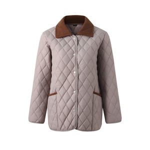 Manteau d'hiver lavande pour femmes d'âge mûr, col cranté élégant avec boutons, chaud, décontracté et idéal pour les trajets quotidiens - Product Image 1