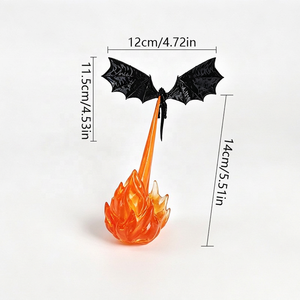 Décoration de bibliothèque en forme de dragon imprimé en 3D avec flamme, sculpture de dragon cracheur de feu lumineuse avec lumière LED, décoration de étagère fantastique pour la maison - Product Image 3