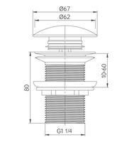 Válvula de desagüe de lavabo de cerámica G1-1/4 de latón de 8 CM con sistema click-clack, desagüe emergente para lavabo, accesorios de baño