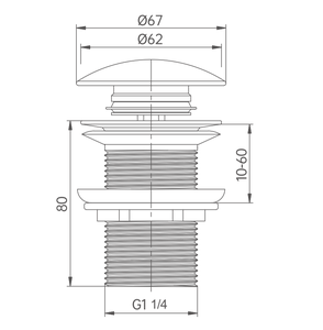 Vanne de vidange de lavabo G1-1/4 <span class=keywords><strong>en</strong></span> laiton avec capuchon céramique 8 CM, système Click Clack, accessoires de salle de bain - Product Image 2