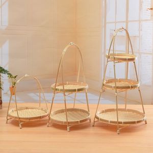 <b>Bamboo</b> woven pastry and fruit <b>basket</b>, cake display rack, handmade multi-layer storage <b>basket</b>, creative <b>bamboo</b> <b>basket</b> ornament. - Product Image 3