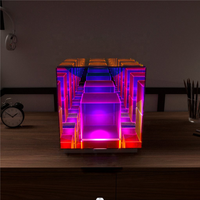 Chambre à coucher moderne, salon décoré avec acrylique arc-en-ciel, lampe de table personnalisée rubik's Cube LED