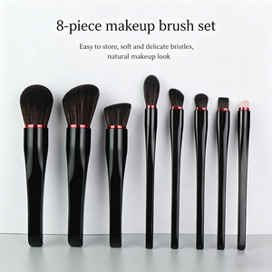Ensemble de pinceaux de maquillage vegan de luxe de haute qualité avec logo personnalisé, outils cosmétiques à marque privée, 8 pinceaux pour le visage - Product Image 1