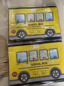 Boîte de rangement pliable rectangulaire en coton non tissé, imperméable et écologique, motif bus scolaire de dessin animé, pour jouets, collations et vêtements - Product Image 2