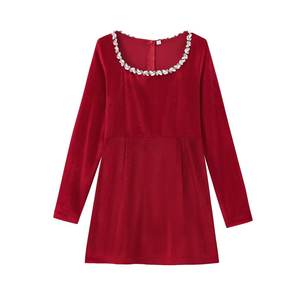 Vestido Corto <span class=keywords><strong>de</strong></span> <span class=keywords><strong>Terciopelo</strong></span> Estilo Hepburn <span class=keywords><strong>de</strong></span> Manga Larga para Mujer, Moda Europea y <span class=keywords><strong>Americana</strong></span>, Banquete Festivo Europeo 2025 - Product Image 5