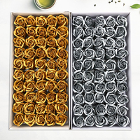 Großhandel künstliche Silber Gold Rose Seife Blumen kopf Geschenk box für Hochzeit Valentinstag Weihnachts dekoration