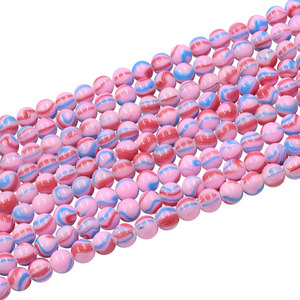 Cuentas de Vidrio de 8mm y 10mm, Color Rosa y Morado, Cuentas Redondas Sueltas <span class=keywords><strong>para</strong></span> Hacer Pulseras, Collares y Joyería Boho de Verano - Product Image 1