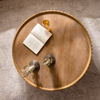 Table basse ronde vintage en bois marron pour salon, style ferme, pour la maison