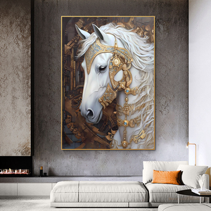 Decoración para el Hogar, <span class=keywords><strong>Cuadros</strong></span> de Porcelana de Caballo Blanco de Gran Tamaño, Listos para Colgar, Pinturas Murales de Cristal, Arte de Pared con Diseño de Caballo - Product Image 5