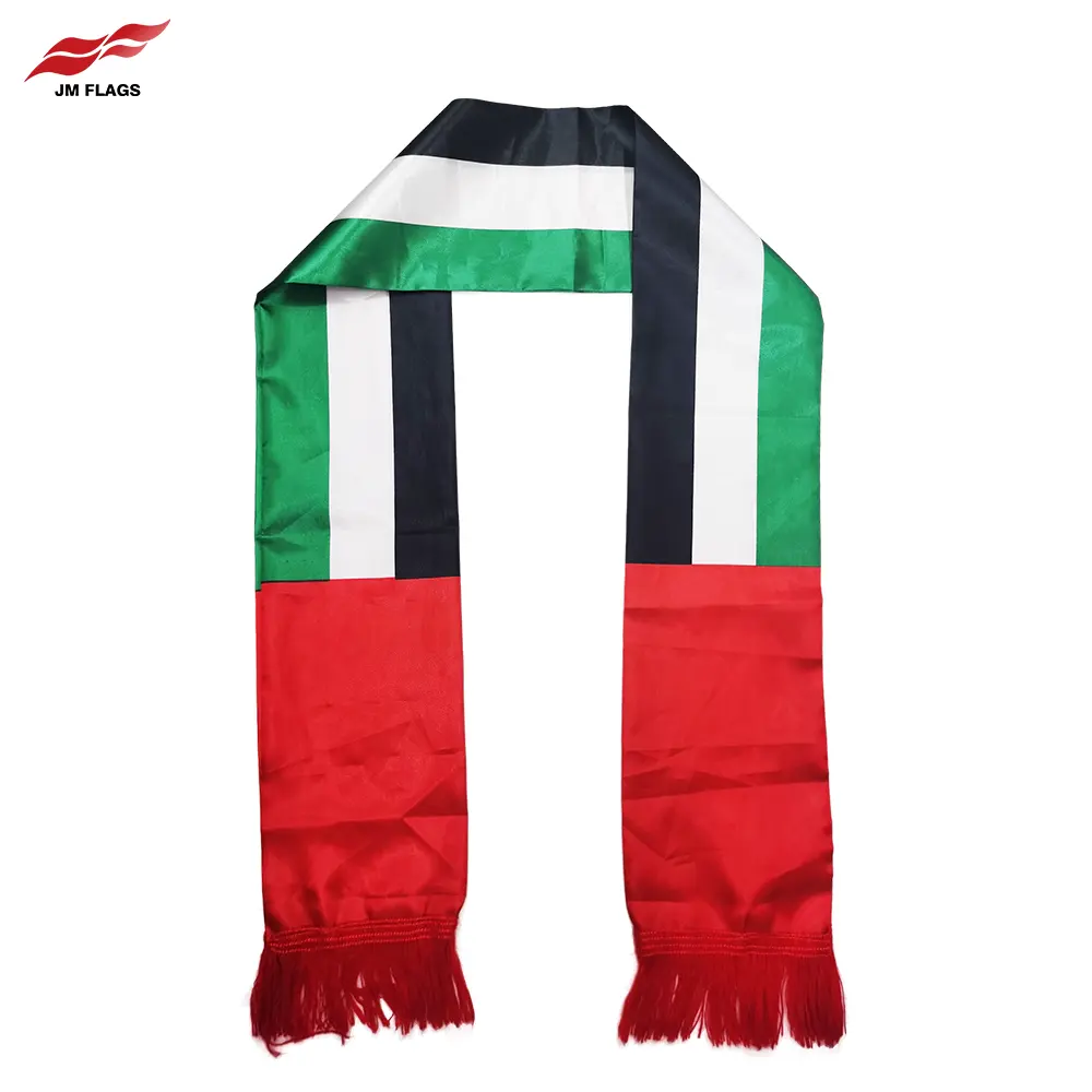 ผ้าพันคอสหรัฐอาหรับเอมิเรตส์,ผ้าพันคอ UAE ลายธงผ้าซาตินโพลีเอสเตอร์สำหรับตกแต่งงานเทศกาลวันชาติ