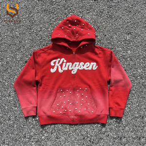 OEM Vintage Streetwear Sun Faded Washed Tracksuit Pearl Embroidery <b>Applique</b> Patch <b>Letter</b> Baggy Flare Sweatpants and Hoodie Sets - Product Image 4