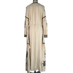 Vestido Largo Informal de Estilo Bohemio Vintage para Mujer, con Mangas Largas, Bordados, Cuello en V y Tirantes, Vestido Holgado - Product Image 3