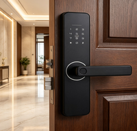 Cerradura Electrónica Inteligente para el Hogar con Diseño Moderno y Simple, con Manija y Bloqueo Inteligente, Funciona con 4 Pilas Alcalinas AA, Color Negro, WIFI