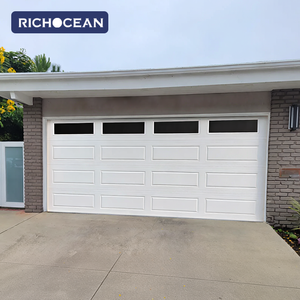 Porte de garage sectionnelle moderne en alliage d'aluminium RICHOCEAN, électrique, isolée, avec protection anti-pincement, portes de garage roulantes - Product Image 2