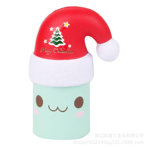 Cute Christmas Hat Cylinder <b>Squishy</b> Toy Soft Plastic Promotional Gift - Product Image 1