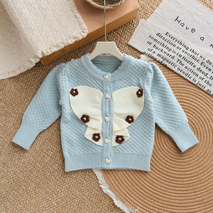 Maglione lavorato a <span class=keywords><strong>maglia</strong></span> con decorazione a farfalla <span class=keywords><strong>bianca</strong></span> abbinata da ragazza autunno inverno maglioni da ragazza - Product Image 4