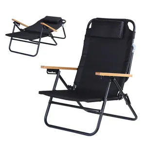 Yeni tasarım açık taşınabilir arkalık ayarlanabilir rahat yüksek geri düşük profil uzanmış kamp sandalyesi