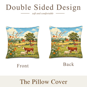 Housse de coussin carrée en lin imprimé motif vache et mouton, qualité supérieure, 18x18, pour décoration rustique de canapé - Product Image 3