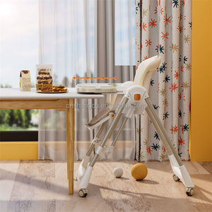 Chaise haute pliable pour bébé avec roues verrouillables, dossier inclinable réglable, double plateau amovible, housse en PU facile à nettoyer, chaise de repas pour tout-petit - Product Image 6