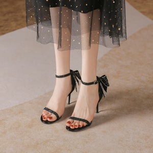 Peep Toe High Heel <b>Shoes</b> <b>With</b> <b>Bow</b> Ankle Strap Glitter Stiletto Heel Super High 8cm Up Fashion Trend Evening Party Pumps - Product Image 4