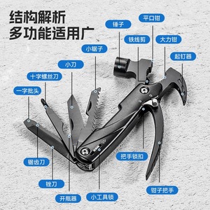Niu Xiang <b>Multi</b>-functional Folding Wrench Carbon Steel Outdoor Survival <b>Tool</b> Keychain Hammer - Product Image 3