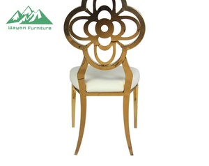 Ghế ăn bằng thép không gỉ mạ vàng cao cấp Wayon, ghế tiệc lưng tựa hoa mai châu Âu bọc da PU, bán buôn cho khách sạn - Product Image 6