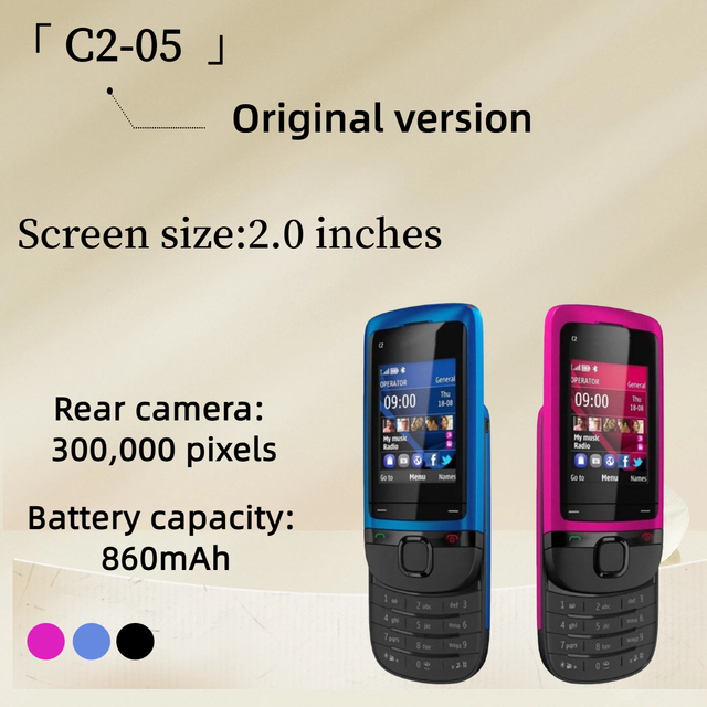 Cross-border Hot Fashion Slide Mobile Phone C2-05 GSM Non-intelligent Slider Mobile Music Function