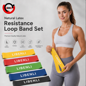 Bandas de Resistencia <span class=keywords><strong>para</strong></span> <span class=keywords><strong>Ejercicios</strong></span> Simplificados con Logotipo Personalizado, 12 Pulgadas (600 mm), con/sin Bolsa de Transporte, Juego de 5 <span class=keywords><strong>para</strong></span> Entrenamiento de Fuerza - Product Image 1