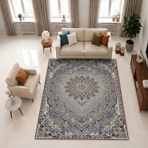 Tapis de salon géométrique à poils moyens, insonorisant, lavable, antidérapant, imprimé, fabriqué à la machine, pour maison moderne - Product Image 1