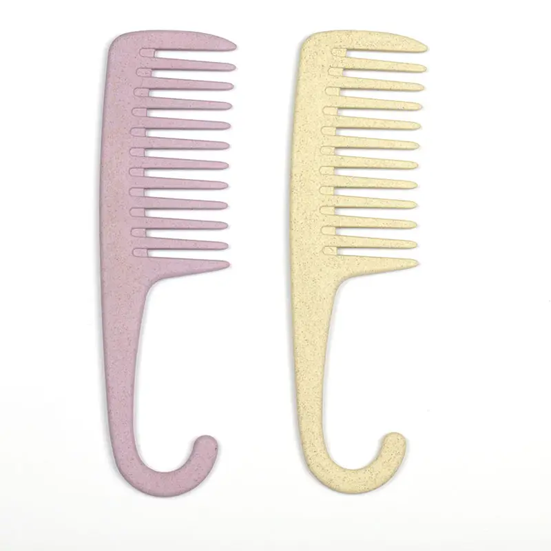 Personalized-wide-tooth-comb eco friendly black girl side hair teeth recycle plastic hair comb with hook