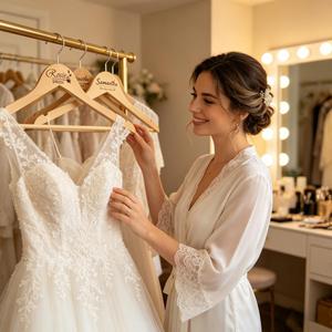 Cintres muraux en bois gravés personnalisés antidérapants pour mariée et demoiselles d'honneur – Cadeaux de mariage pour la fête nuptiale - Product Image 2