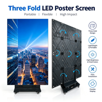 Écran d'affichage LED pliable pour salon automobile P1.86, affichage publicitaire pliable en trois parties, signalisation numérique portable, affichage d'exposition en intérieur