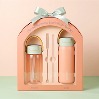 Coffrets Cadeaux Everich – Bouteille d'eau isotherme à double paroi en acier inoxydable et Tritan de 500 ml (18 oz) avec paille, couvercle à clapet et poignée portable