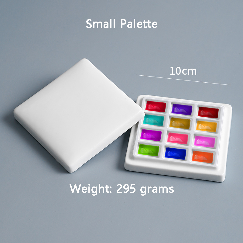 Petite palette carrée blanche à 12 puits avec couvercle