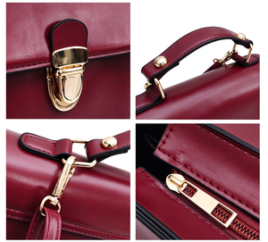 Mini <b>Women's</b> Vintage <b>Briefcase</b> Style Waterproof Foldable Zipper Closure Small Capacity Shoulder Crossbody Handbag - Product Image 5
