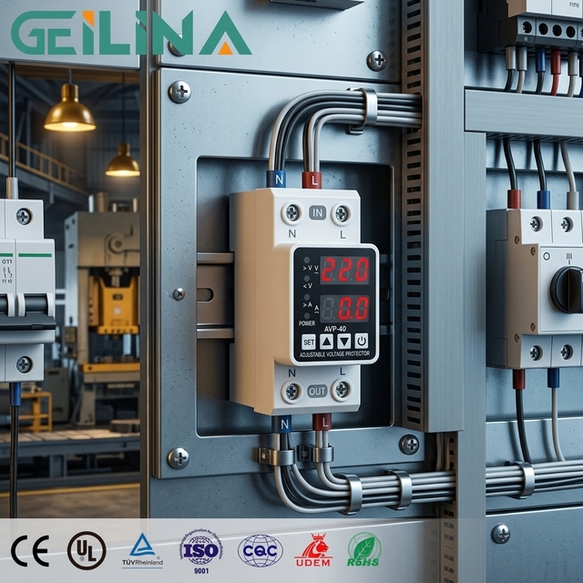 Overvoltage Undervoltage Protector Overload Current Protection 63A Single Phase AC Copper PC 220V 1 KVA Data Center Protector