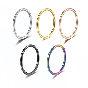 Stainless Steel Nose <b>Ring</b> Seamless Hoop Earring 8mm Daily Wear Body Jewelry Set - Product Image 2