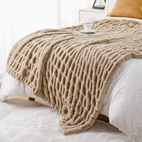Couverture d'hiver en fausse fourrure de lapin Minky, double face, luxueuse, chaude, confortable, moelleuse, douce, kaki, style rustique