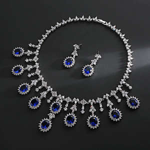 เพทายลูกบาศก์คลาสสิกสร้อยคอสี่สีหยดน้ำตาขนาดใหญ่สำหรับผู้หญิงทันสมัยสร้อยคอพลอยเทียมคอ N-1132เครื่องประดับ - Product Image 1