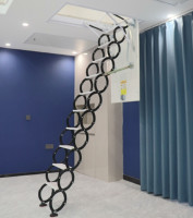 Échelle de grenier manuelle moderne en alliage d'aluminium sur mesure, pliable, portable, télescopique, capacité de charge 300 kg, extensible jusqu'à 3 m (10 pieds)