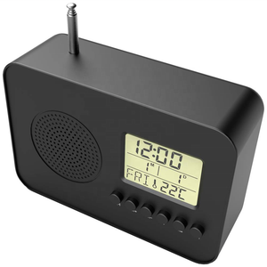 Xách tay phòng ngủ máy tính để bàn retro kim loại FM Antenna đài phát thanh kỹ thuật số snooze Đồng hồ báo thức - Product Image 1