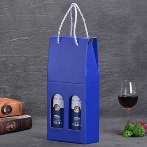 Tùy chỉnh duy nhất đôi chai rượu vang sang trọng sóng các tông gấp bao bì hộp với dây thừng tay và cửa sổ rõ ràng - Product Image 5