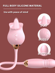 Vibratore Telescopico a Doppia Testa con Funzione di Leccata e Suzione, Modello QM-43 50Hz, per Masturbazione Femminile - Product Image 4