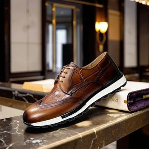 Fashion High Quality Cowhide Genuine Leather Custom logo Handmade Men's Shoes Breathable Casual Style Shoes Luxury Goods - Product Image 1