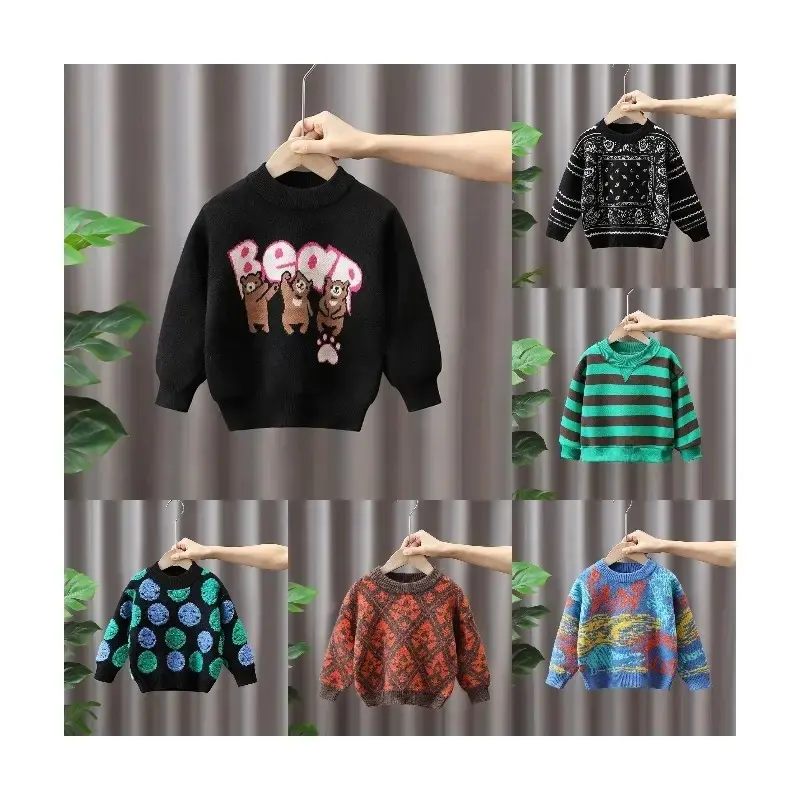 2023 New Design Children's Infant Winter Clothing Outdoor Warm Embroidery Knitted Sweater Boys' Underlay