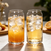 Verre à bière classique en cristal de haute qualité en forme de canette, transparent, sans plomb, soufflé à la main, pour sodas et boissons, idéal pour bars et cafés (vente en gros)