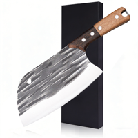 Couteau de boucher moderne en acier inoxydable fait main pour couper la viande et les os, avec manche en bois, adapté à la cuisine