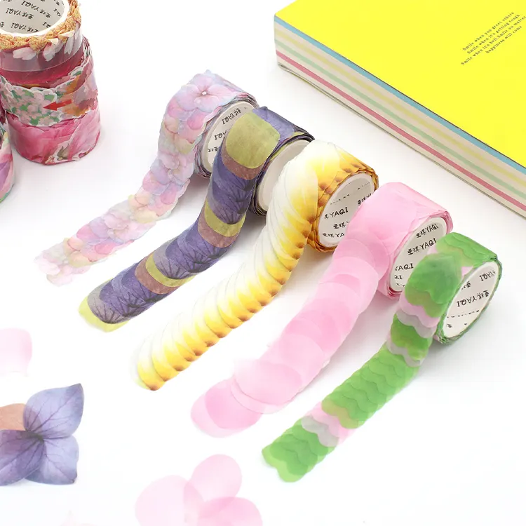 Özel çiçek Petal Washi bant için japon zanaat PVC hediye bant karalama defteri dergisi günlüğü dizüstü DIY tasarım dekorasyon